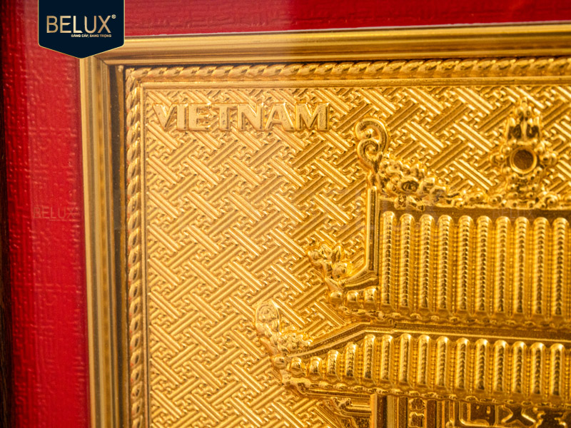 Tranh Khuê Văn Các bằng đồng&nbsp;mạ vàng 24k 26x26cm